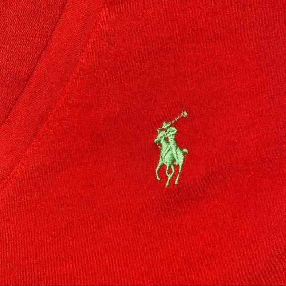 Ralph Lauren Women’s Red V-Neck T-Shirt With Yellow Pony - Picture 4 of 5